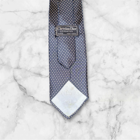 Dior Blue Silk Tie with Geometric Design - Picture 1 of 2